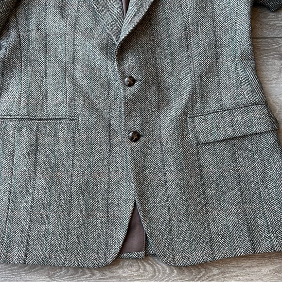 Vintage Hyde Park Union Made Pure Wool Striped Herringbone Tweed Blazer - Picture 7 of 15